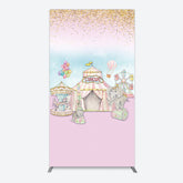 Aperturee - Aperturee Sweet Pink Glitter Circus Birthday Rectangle Backdrop